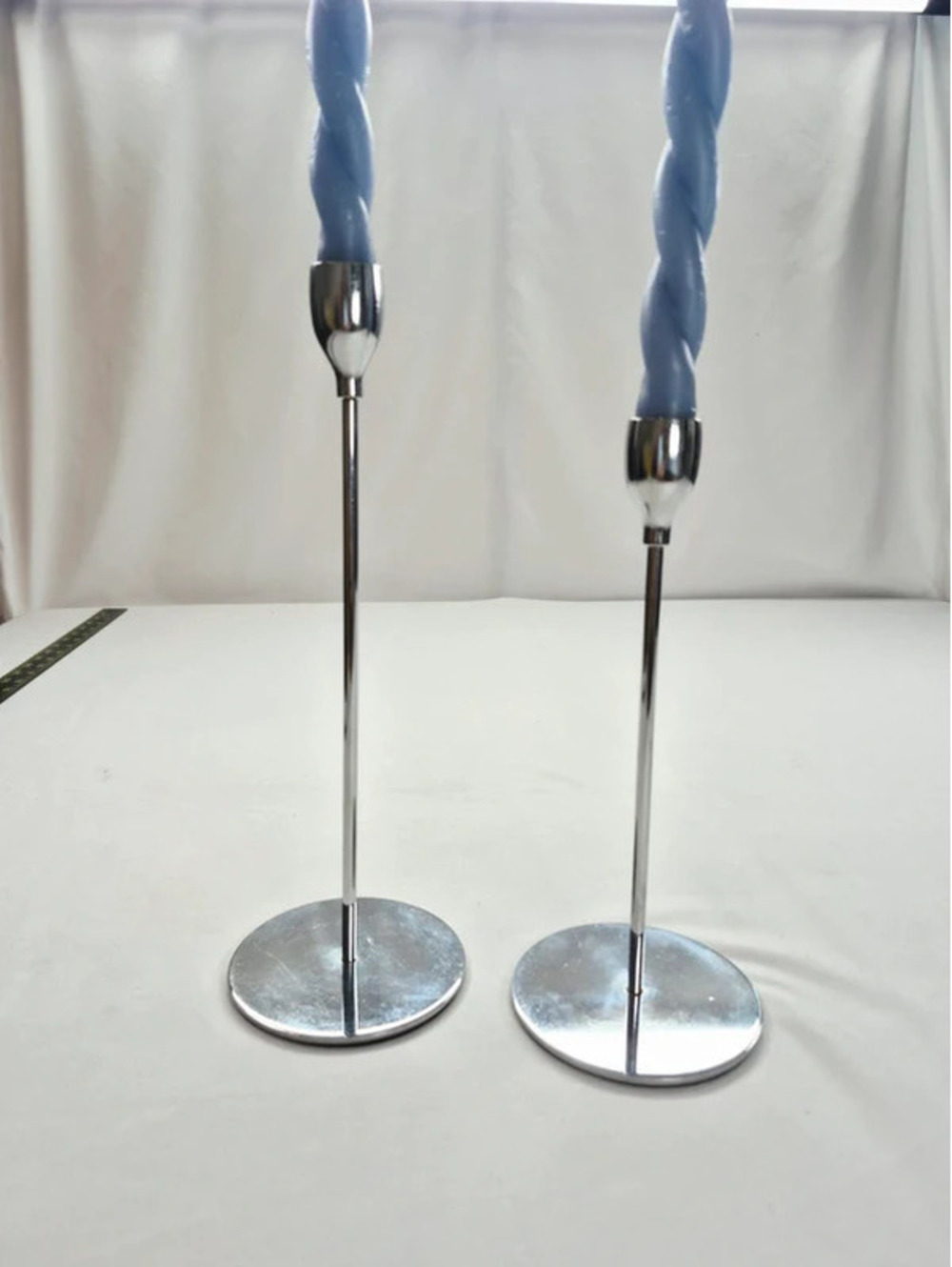 World Market Silver Candle Stick Holders 9" 13"
